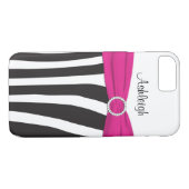 Roze, zwart, wit Zebra gestreept iPhone 7 Hoesje (Achterkant (Horizontaal))