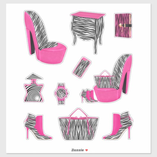 Roze Zwart & Wit Zebra Print Vrouwen Decals Dier Sticker (Vel)
