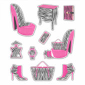 Roze Zwart & Wit Zebra Print Vrouwen Decals Dier Sticker (Voorkant)