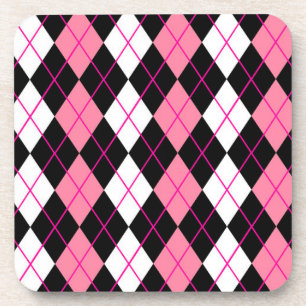 Roze Zwart Witte Argyle Diamant Ontwerp Bier Onderzetter