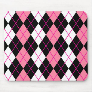 Roze Zwart Witte Argyle Diamant Ontwerp Muismat