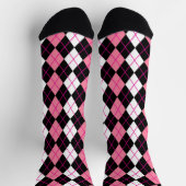 Roze Zwart Witte Argyle Diamant Ontwerp Sokken (Top)