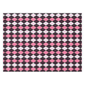 Roze Zwart Witte Argyle Diamant Ontwerp Tafelkleed (Voorkant (Horizontaal))