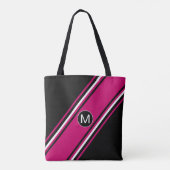 Roze zwart-witte cranberry-monogram tote bag (Achterkant)