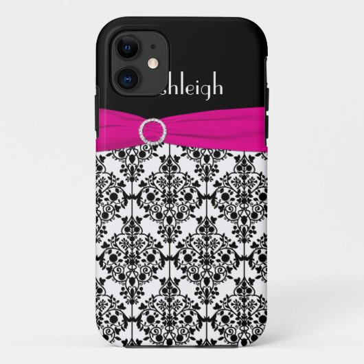 Roze, zwart, witte Damask iPhone 5 Hoesje (Achterkant)