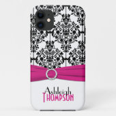 Roze, zwart, witte Damask iPhone 5 Hoesje (Achterkant)