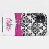 Roze, zwart, witte Damask iPhone 5 Hoesje (Achterkant (horizontaal))