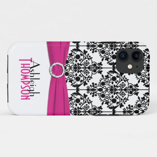 Roze, zwart, witte Damask iPhone 5 Hoesje (Achterkant (horizontaal))