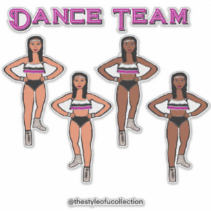 Roze zwart witte dansers sticker