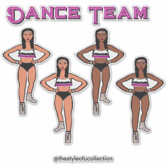 Roze zwart witte dansers sticker (Voorkant)