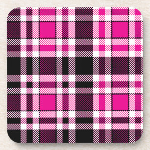 Roze Zwart Witte Flanel Tartan Patroon Ontwerp Bier Onderzetter
