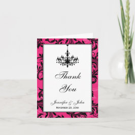 Roze Zwart Witte Kroonluchter Bedankkaart