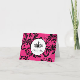 Roze Zwart Witte Kroonluchter Bedankkaart 2