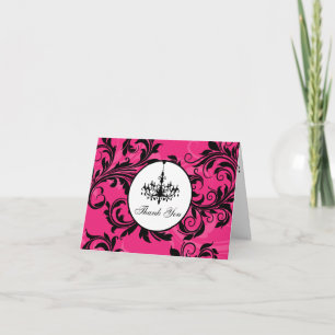 Roze Zwart Witte Kroonluchter Bedankkaart 2