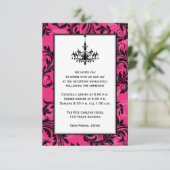 Roze Zwart Witte Kroonluchter Rollen Trouwkaart In Kaart (Staand voorkant)