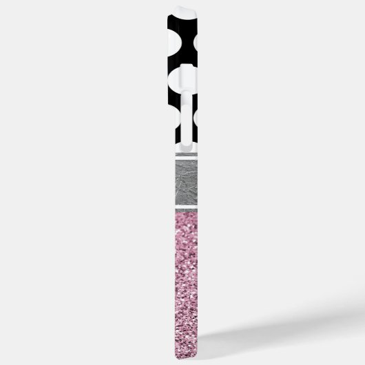 Roze zwart-witte polaire dot monogram Case-Mate iPhone case (Achterkant / Links)