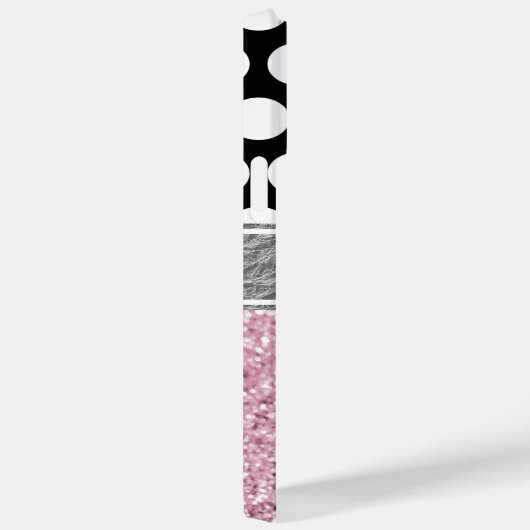 Roze zwart-witte polaire dot monogram Case-Mate iPhone case (Achterkant / Rechts)