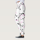 Roze Zwart Witte Vlekken Schattige Leggings (Links)