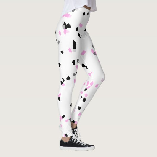 Roze Zwart Witte Vlekken Schattige Leggings (Rechts)
