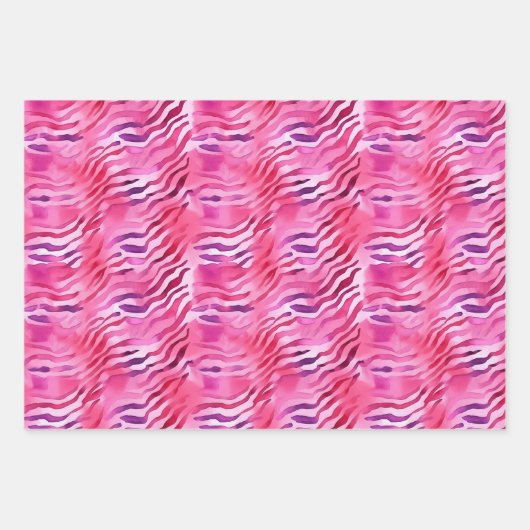Roze Zwart Zebra Dierenprint Inpakpapier Vel (Voorkant 2)