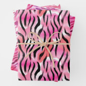 Roze Zwart Zebra Dierenprint Inpakpapier Vel (In situ)