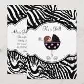 Roze Zwart Zebra Meisje Baby Shower Uitnodigingen (Voorkant / Achterkant)