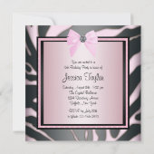 Roze Zwart Zebra Sweet 16 Verjaardagsfeestje Kaart (Achterkant)