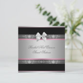 Roze Zwart Zilver Elegant Sweet Sixteen Kaart (Staand voorkant)