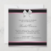 Roze Zwart Zilver Elegant Sweet Sixteen Kaart (Achterkant)