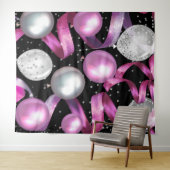 Roze Zwart Zilver Glitter Ballonnen Feest Achtergr Wandkleed (In Situ (horizontaal))