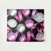 Roze Zwart Zilver Glitter Ballonnen Feest Achtergr Wandkleed (Voorkant (horizontaal))