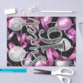 Roze Zwart Zilver Glitter Sweet 16 Verjaardagsfees Tissuepapier (Craft)