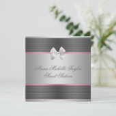 Roze Zwart Zilver Sweet 16 Verjaardagsfeest Kaart (Staand voorkant)