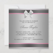 Roze Zwart Zilver Sweet 16 Verjaardagsfeest Kaart (Achterkant)