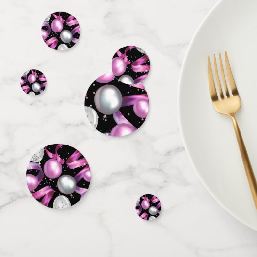 Roze Zwart Zilveren Glitter Verjaardagsfeest Confetti (Groep)