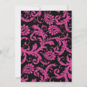 Roze, Zwart, Zilveren Graduation Cap Uitnodigen Kaart (Achterkant)