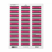 Roze zwarte aanpasbare versnipperde etiketten (Full Sheet)