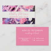 Roze zwarte acrylborstels moderne haarmake-up visitekaartje (Voorkant / Achterkant)