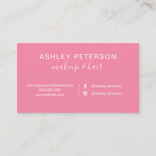 Roze zwarte acrylborstels moderne haarmake-up visitekaartje (Achterkant)