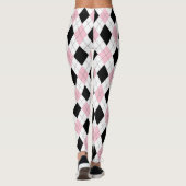 Roze Zwarte Argyle Meisje Patroon Trendy Modieus Leggings (Achterkant)