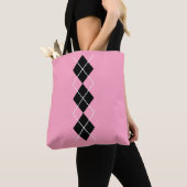 Roze Zwarte Argyle Totale Tas  (Dichtbij)