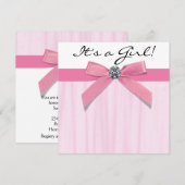 Roze Zwarte Baby Meisje Douche Kaart (Voorkant / Achterkant)