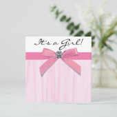 Roze Zwarte Baby Meisje Douche Kaart (Staand voorkant)