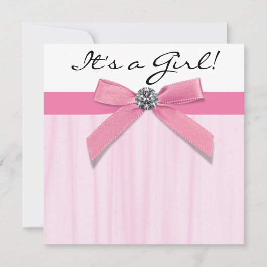 Roze Zwarte Baby Meisje Douche Kaart (Voorkant)