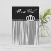 Roze Zwarte Baby Meisje Prinses Douche Kaart (Staand voorkant)