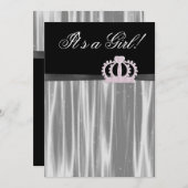 Roze Zwarte Baby Meisje Prinses Douche Kaart (Voorkant / Achterkant)