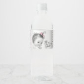 Roze Zwarte Baby Meisje Water Fles Labels Waterfles Etiket (Voorkant)