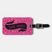 Roze zwarte Bagagelabel met spaarpjes (Voorkant horizontaal)