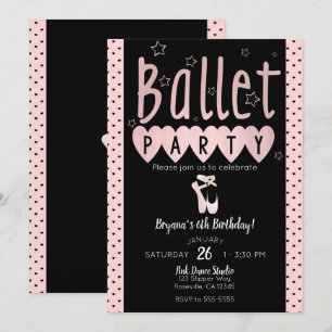 Roze & Zwarte Ballerina Chic Verjaardag Feest Kaart