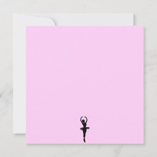 Roze & Zwarte Ballerina & Swirl Verjaardag Uitnodi Kaart (Achterkant)